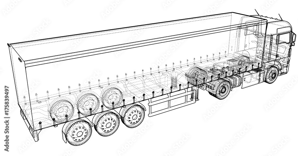 Vehicle. Big Cargo Truck. EPS10 format. Vector created of 3d