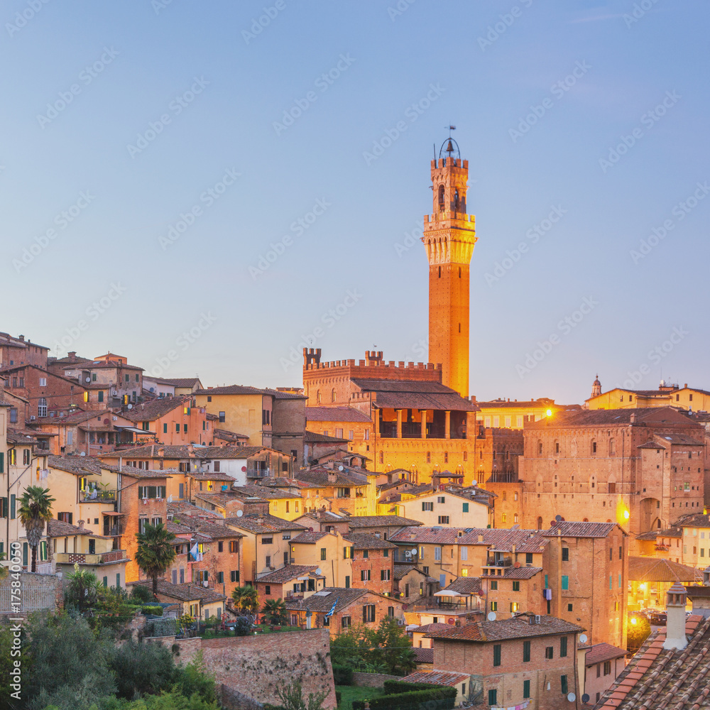 Siena Italy, Sunset Cityscape