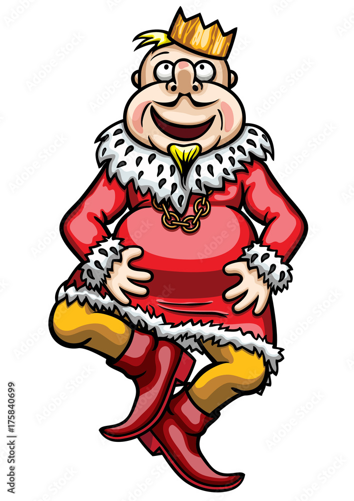 Naklejka premium Dancing King. Illustration cartoon funny dancing fabled king 