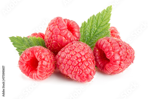 Raspberry isolated on white background. Pile or heap