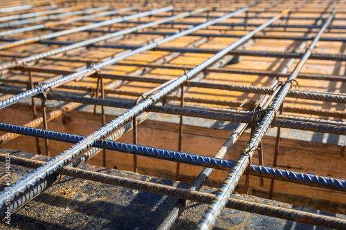 Steel reinforcement for the concrete floor of new house