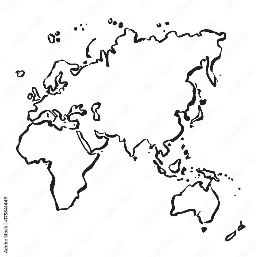 Vector Drawing Map Of Europe Africa Asia And Australia Stock Vector