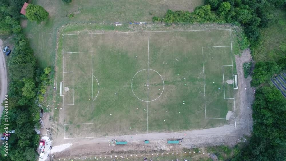 aerial soccer stadium game match flat lay top view flying with drone aerial soccer stadium game match flat lay top view flying with drone