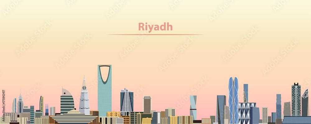 Fototapeta premium Riyadh city skyline at sunrise vector illustration