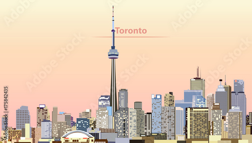 Toronto city skyline at sunrise vector illustration photo