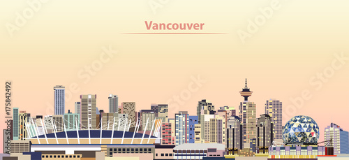 Vancouver city skyline at sunrise vector illustration