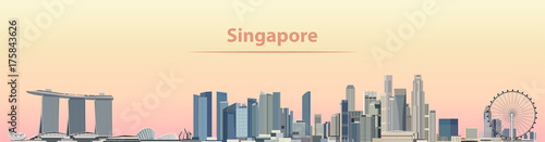 Singapore city skyline at sunrise vector illustration