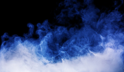 blue smoke on the black background