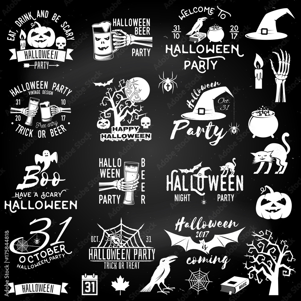 Fototapeta premium Zestaw elementów koncepcji i projektu strony Halloween.