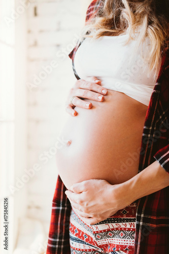 Happy beautiful pregnant woman