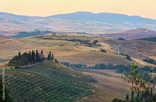 Tuscany sunrise countryside, Italy