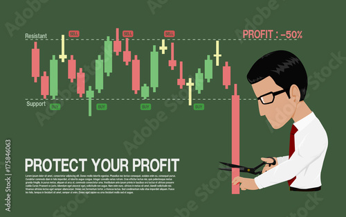 Investor  is stopping loss with the scissors
