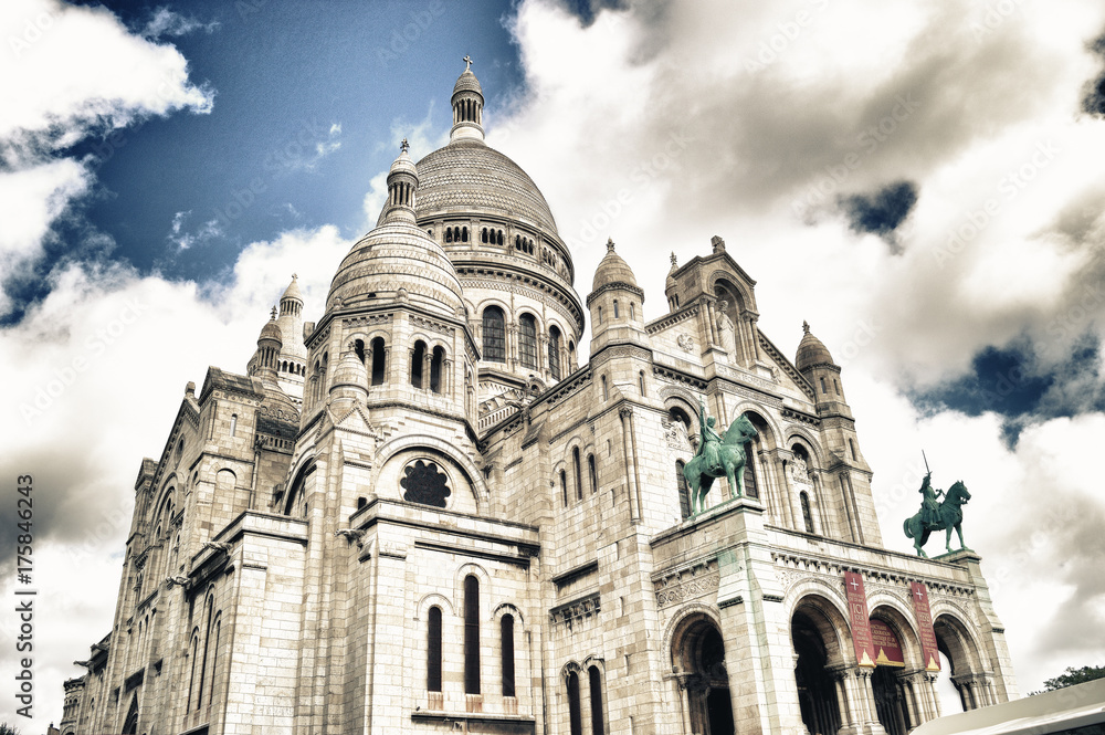 The Sacre-Coeur in Paris, France - HDR view.