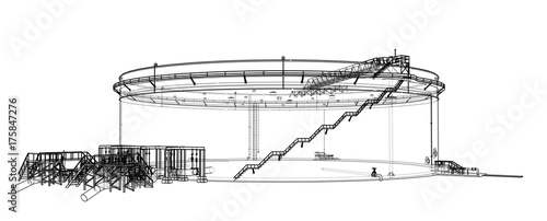 Oil storage tank. Vector