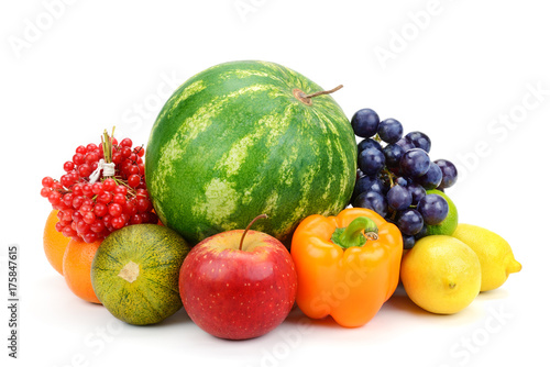 fruits and vegetables isolated on white