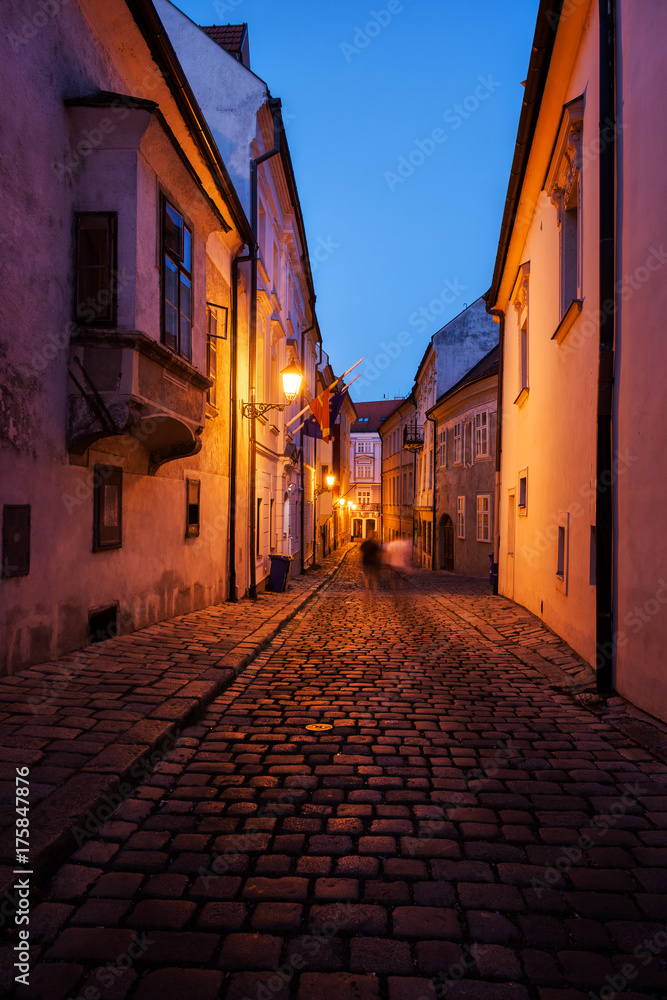 Fototapeta premium Old Town by Night in Bratislava City in Slovakia