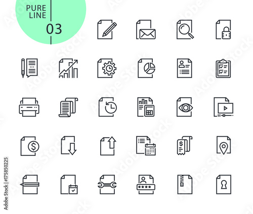 Set of icons for business office. Modern outline web icons collection for web and app design and development. Premium quality vector illustration of thin line web symbols.