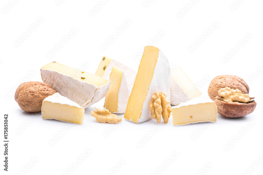 Fototapeta premium cheese with walnut isolated