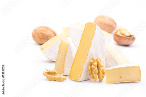 cheese with walnut isolated