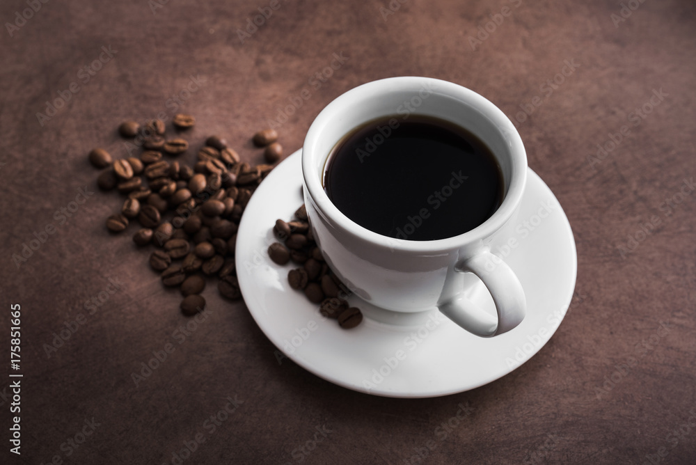 Aroma coffee cup with roasted beans Aroma coffee cup with roasted beans