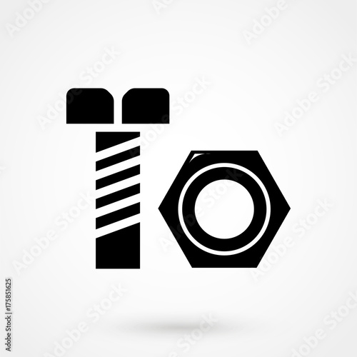 Nut and bolt icon isolated on white background