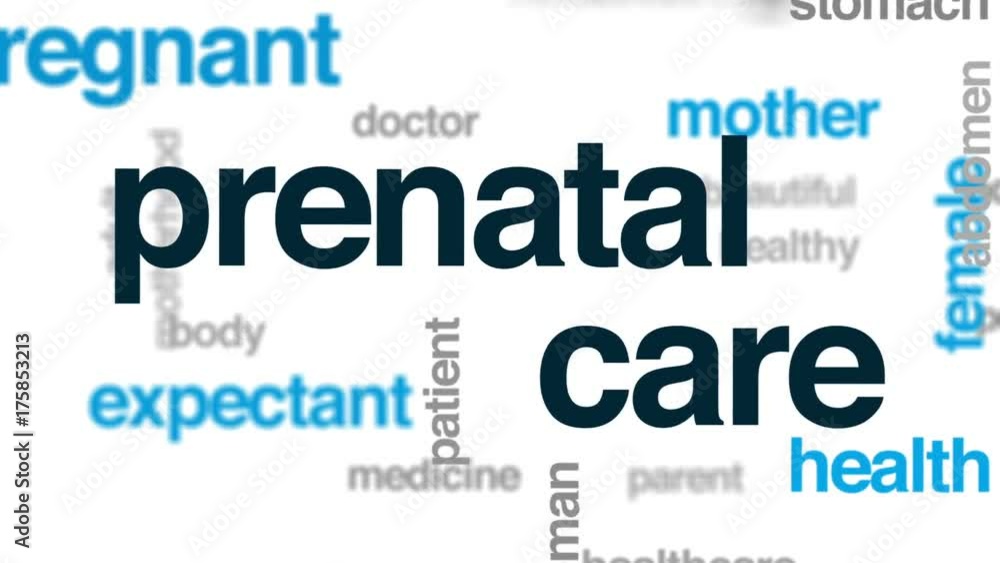 Prenatal care animated word cloud, text design animation. Prenatal care animated word cloud, text design animation.