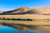 Landscape of the lake, steppe and mountains in Western Mongolia.