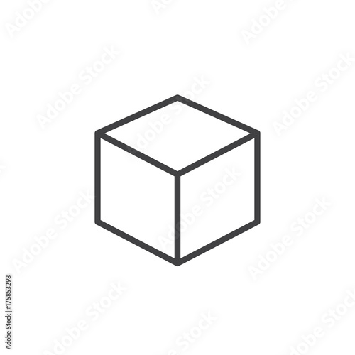 3D Cube line icon, outline vector sign, linear style pictogram isolated on white. Symbol, logo illustration. Editable stroke photo