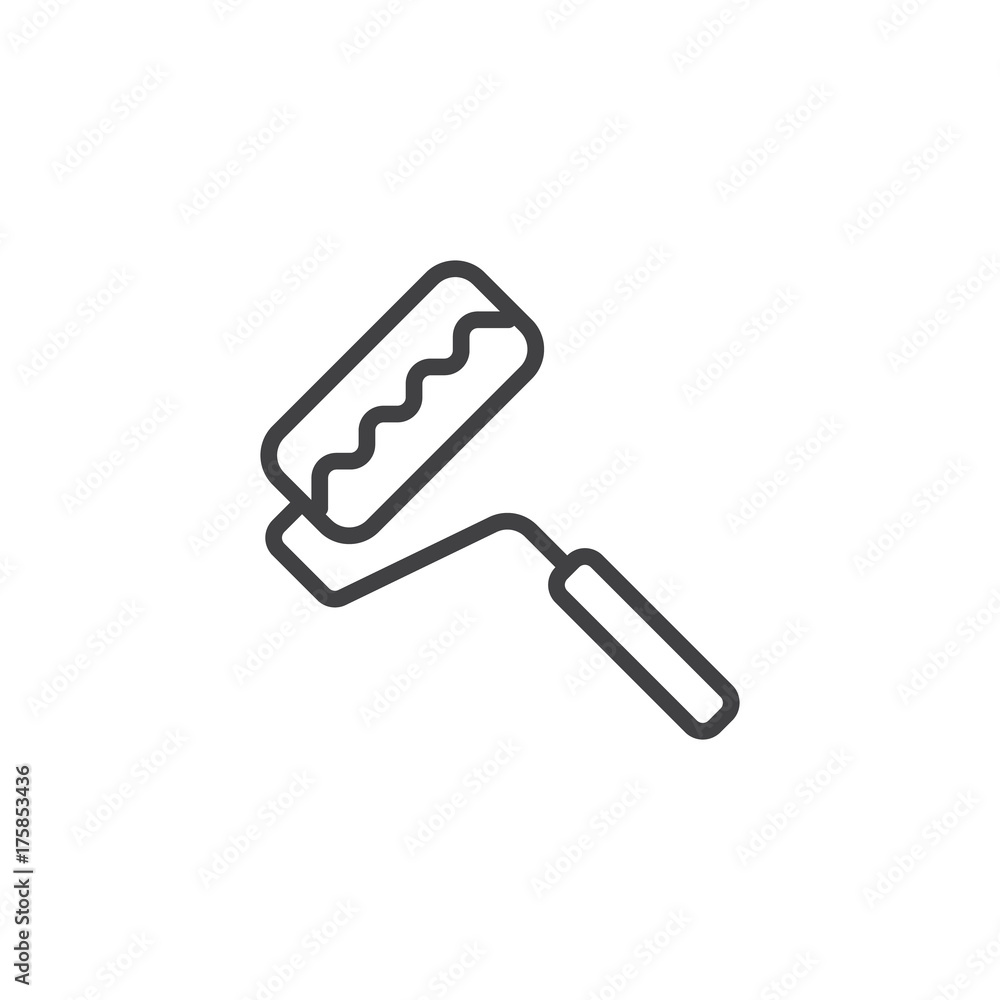 Paint roller line icon, outline vector sign, linear style pictogram isolated on white. Symbol, logo illustration. Editable stroke Paint roller line icon, outline vector sign, linear style pictogram isolated on white. Symbol, logo illustration. Editable stroke