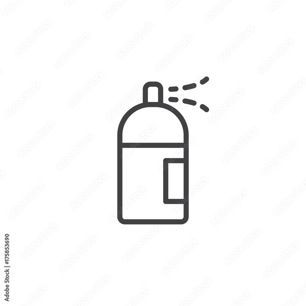 Spray line icon, outline vector sign, linear style pictogram isolated on white. Symbol, logo illustration. Editable stroke Spray line icon, outline vector sign, linear style pictogram isolated on white. Symbol, logo illustration. Editable stroke