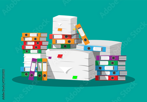 Pile of paper documents and file folders.