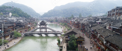 HUNAN, CHINA - SEPTEMBER 22 : Old houses in Fenghuang ancient city ( Phoenix town ) on SEPTEMBER 22, 2017 in Hunan Province, China.