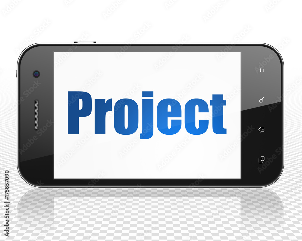 Finance concept: Smartphone with Project on display Finance concept: Smartphone with Project on display