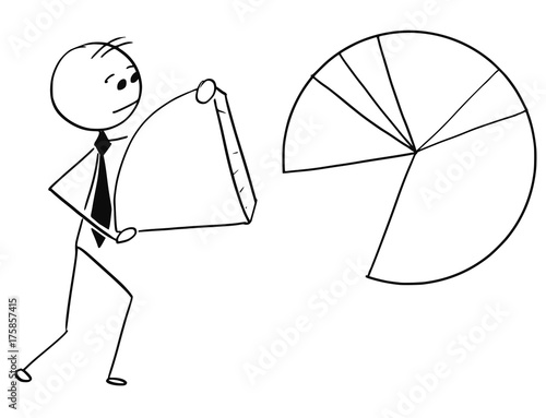 Businessman Carry Piece of Pie Chart Graph
