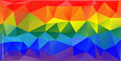 Abstract rainbow background consisting of colored triangles photo