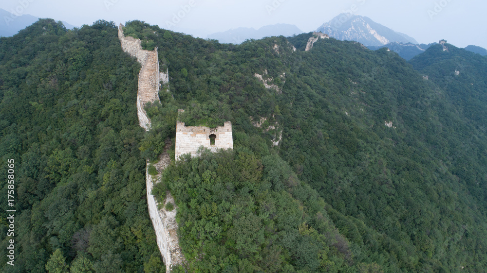 aerial view of the great wall in China