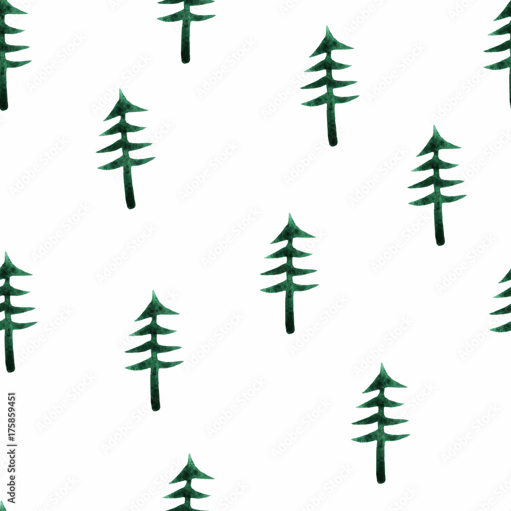 Obraz premium seamless pattern with watercolor fir-trees