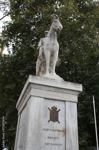 King Constantine I on horseback, statue, Thessaloniki, Greece photo