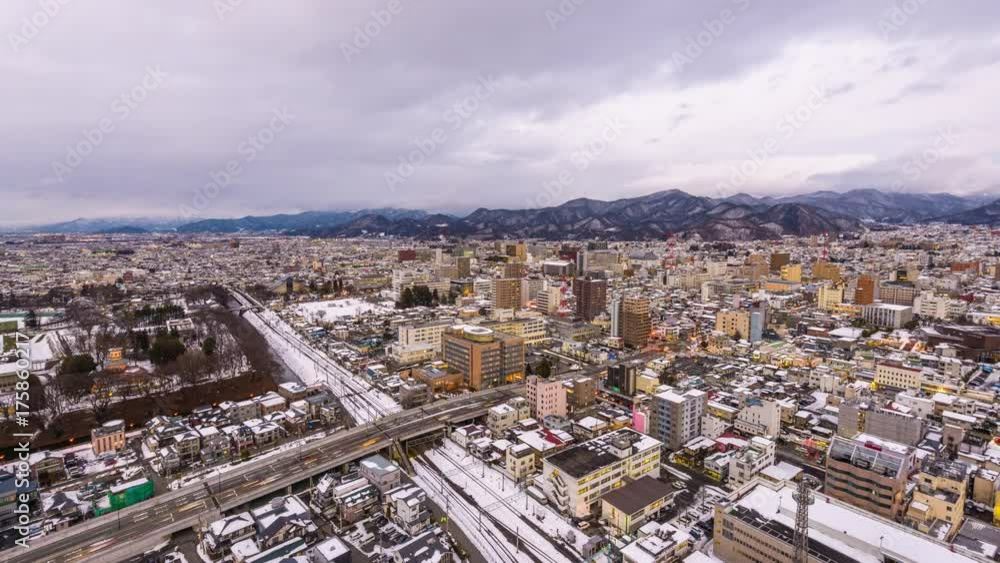 Yamagata City, Japan Skyline Time Lapse. Yamagata City, Japan Skyline Time Lapse.