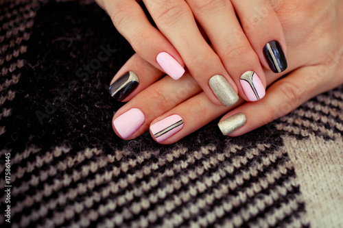 Natural nails  gel polish. Stylish Nails  Nailpolish. Nail art design for the fashion style.