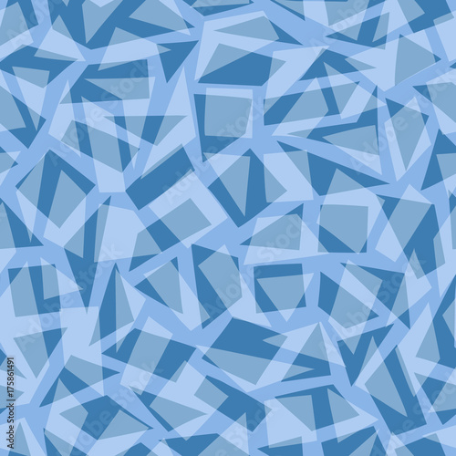 Abstract pattern with blue frozen geometric shapes. Texture with shards of glass or ice. Vector background. 