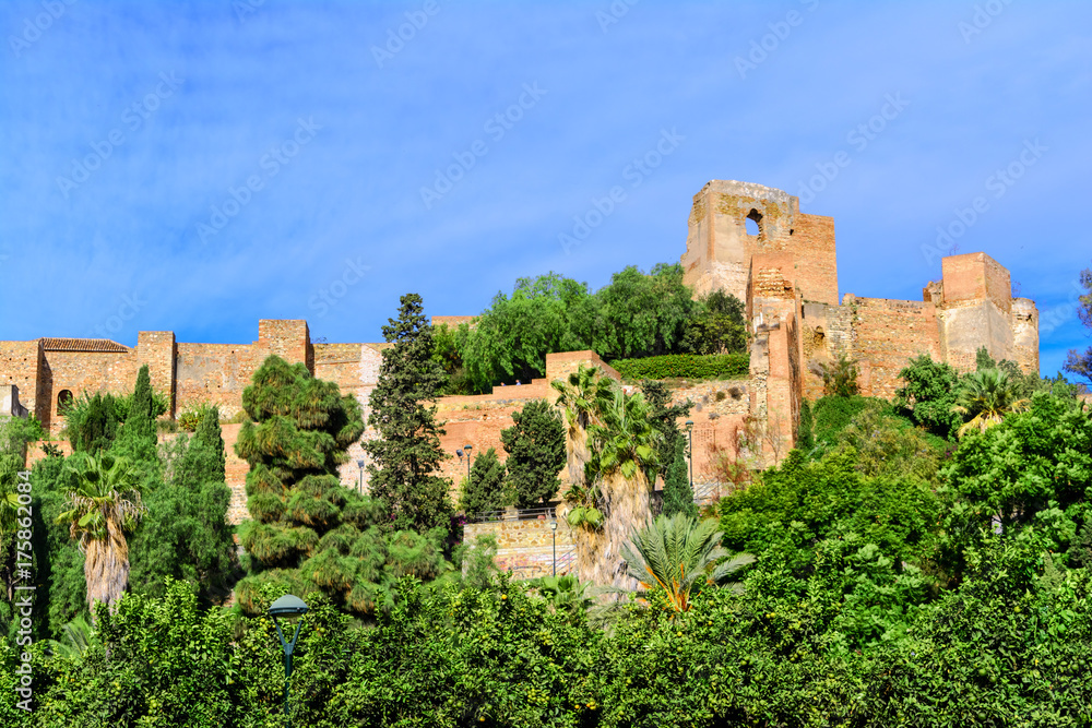 Walls of Alcazaba fortress in Malaga