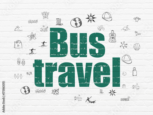 Travel concept  Bus Travel on wall background