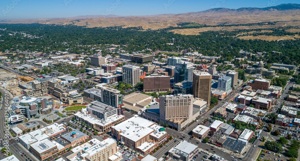 Aerial view of the city of trees Boise Idaho
