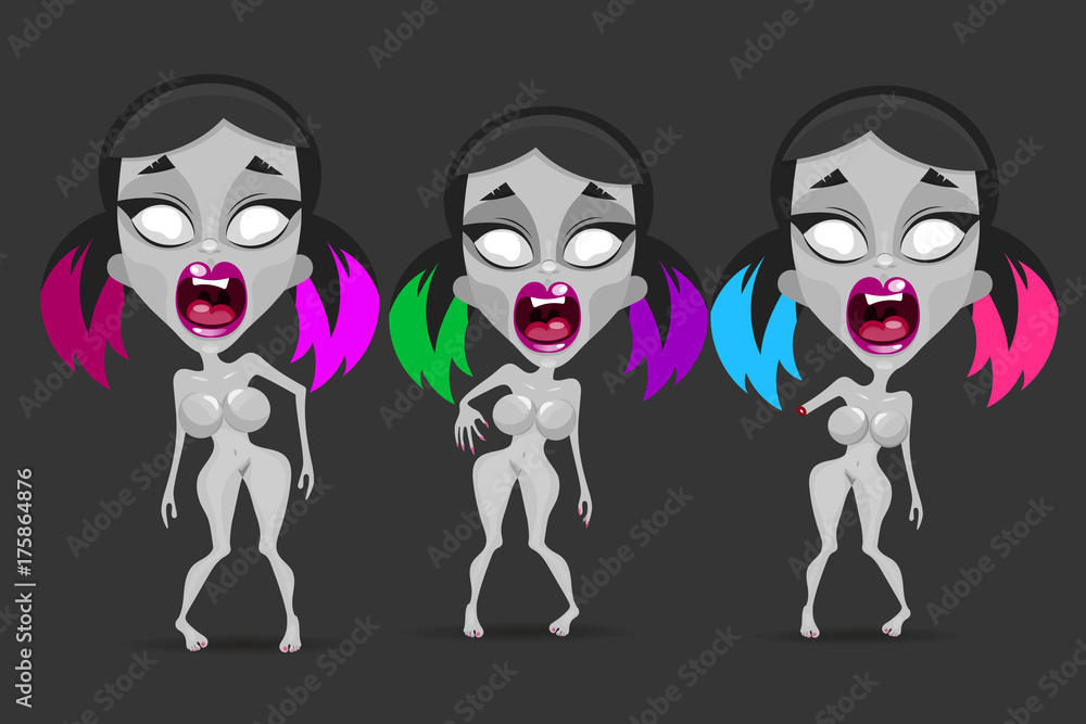 Scary zombie girl. Vector illustration Happy Halloween Scary zombie girl. Vector illustration Happy Halloween