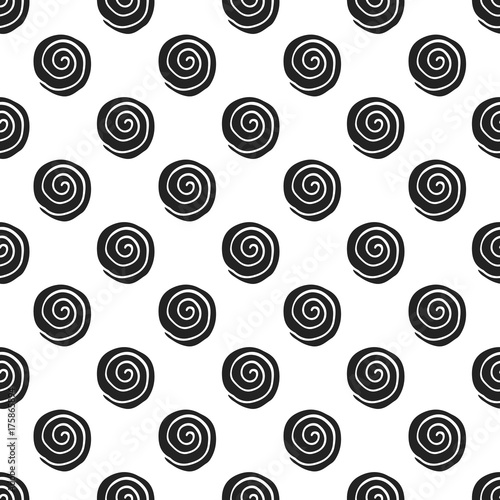 Unique hand drawn seamless pattern with abstract shapes. Vector illustration in monochrome scandinavian style