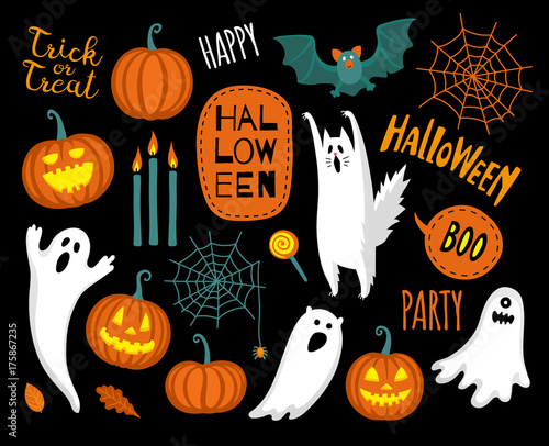 Flat style halloween collection.