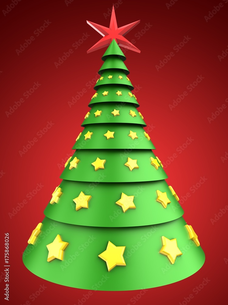 3d christmas tree over red 3d christmas tree over red