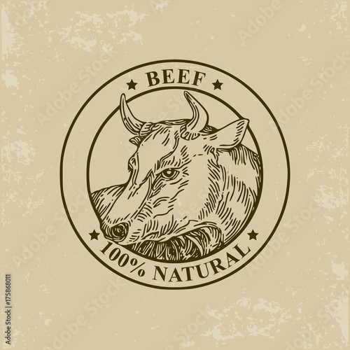Beef label. Vector illustration.