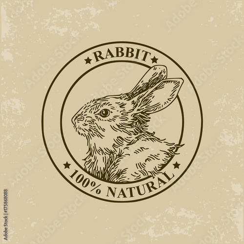 Rabbit label. Vector illustration.